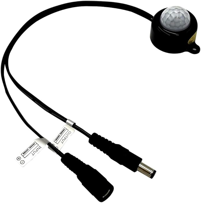 DC 6V 12V-24V 5A PIR Motion Activated Body Sensor Switch with DC Cable for LED Strip Light ((Roundness(with Light Sensor), Black)