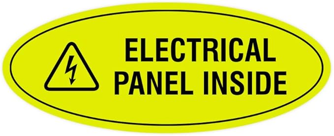 Signs ByLITA Oval Electrical Panel Inside Sign (Yellow/Black) - Large