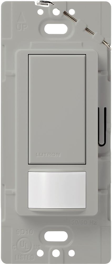 Lutron Maestro Motion Sensor Light Switch Indoor for Bathroom, Garage, Laundry Room, Closet, Occupancy Sensor Light Switch, Single-Pole, No Neutral, MS-OPS5M-GR