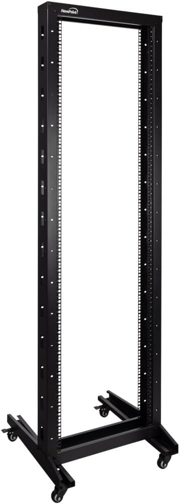 NavePoint 42U 2 Post Open Frame Server Rack with Casters for 19 Inch Equipment, Networking, and IT Devices, 2-Post Rack 330lbs Weight Capacity, Black