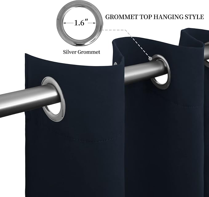 Easy-Going Thermal Grommet Blackout Curtains, 2 Panels 52x46 in, Noise Reduction - Image 5