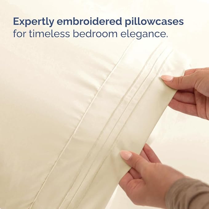 Split Head King Sheet Set – 4 Piece Flex Split Top King Sheets for Adjustable Beds - Fits 14” to 16" Mattress w/ Deep Pockets - Soft, Breathable & Cooling - Luxury Bedding and Wrinkle Free - Off White