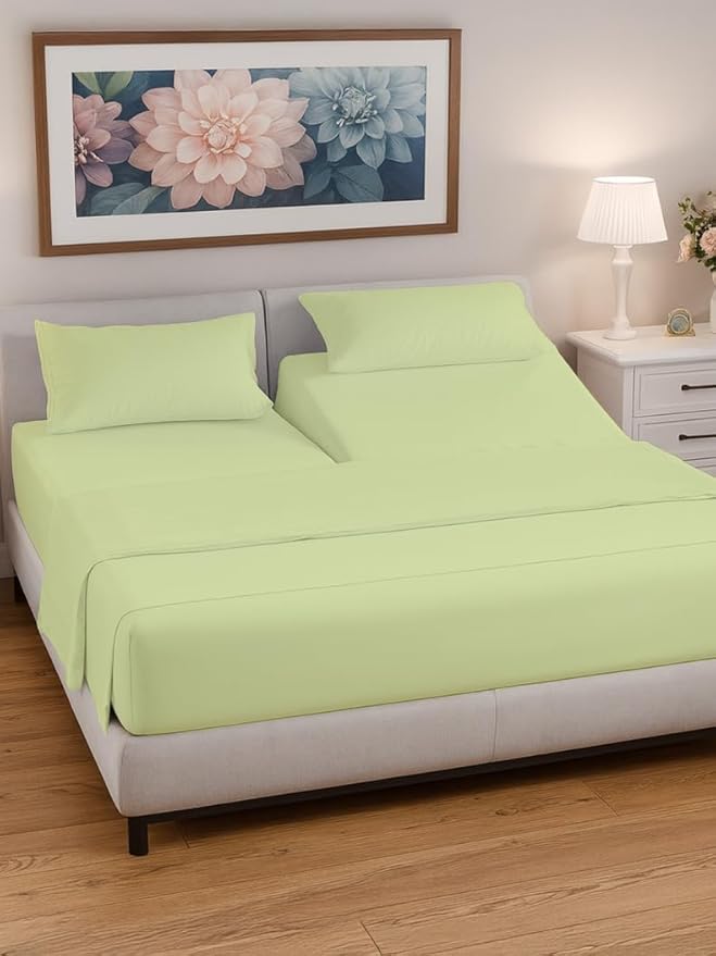 Split Head King Sheet Set – 4 Piece Flex Split Top King Sheets for Adjustable Beds - Fits 14” to 16" Mattress w/ Deep Pockets - Breathable & Cooling - Luxury Bedding & Wrinkle Free - Light Sage Green