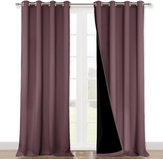 NICETOWN Full Shading Curtains for Windows, Super Heavy-Duty Black Lined by NICETOWN