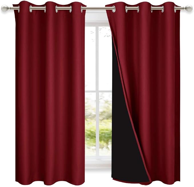 NICETOWN 100% Blackout Panels, Thermal Insulated Black Liner Curtains by NICETOWN
