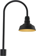 Steel Lighting Co. Hawthorne Light | Outdoor Pole Top Mounted | 8" Dome | Upslope Gooseneck with Slip Fitter for 2-3/8" Standard Poles | Made in America | Matte Black Exterior/Brass Interior
