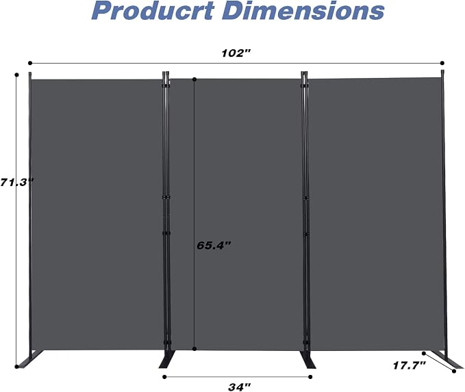 Room Divider, 3 Panel Folding Privacy Screens - Image 2