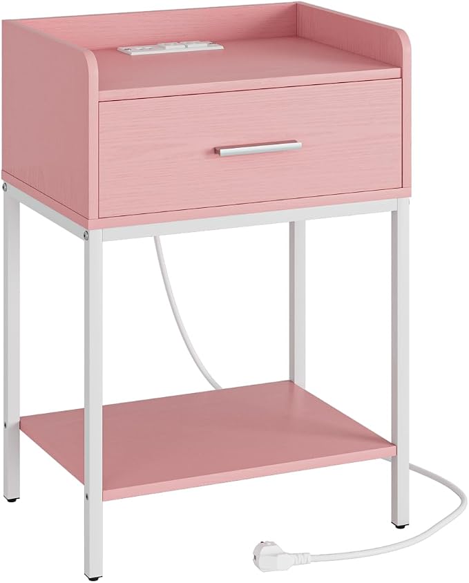 Nightstand with Charging Station, 3-Tier Modern Bedside Table Night Stand with - Image 8