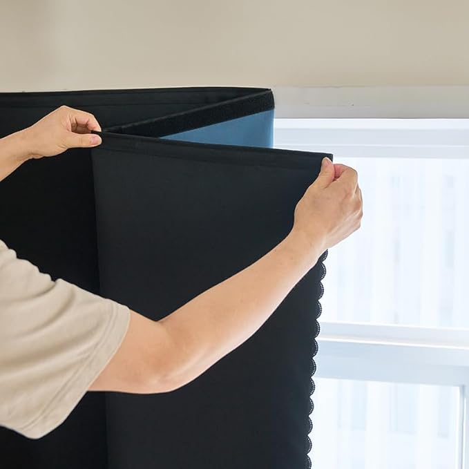 AJAZZ 100% Window Blinds Blackout Portable Black Out Curtains Adhesive Curtains - Image 9