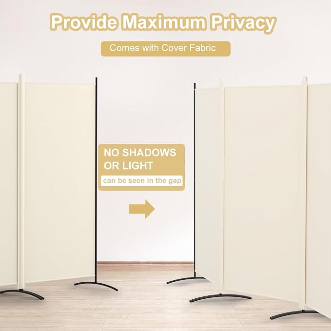 Kokorona 4 Panel Room Divider, 6FT Tall Folding Privacy Screen Wall Dividers - Image 4