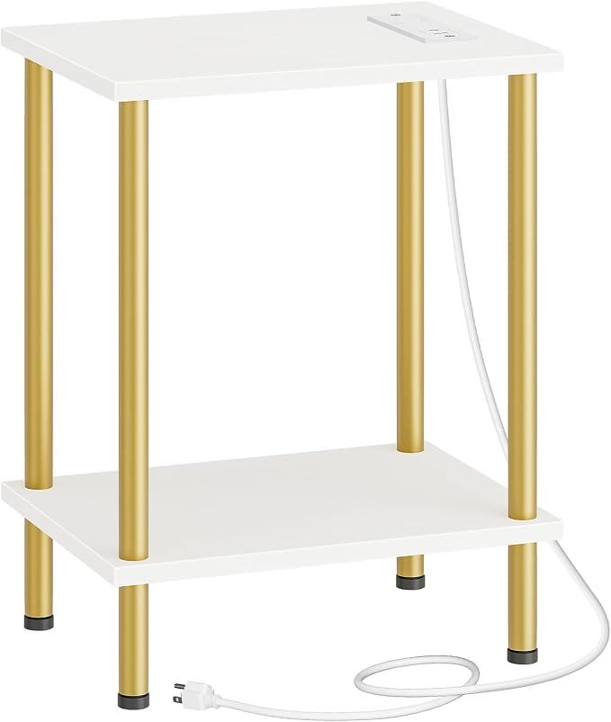 HOOBRO Side Table with Charging Station, End Table with USB Port and Outlet by HOOBRO