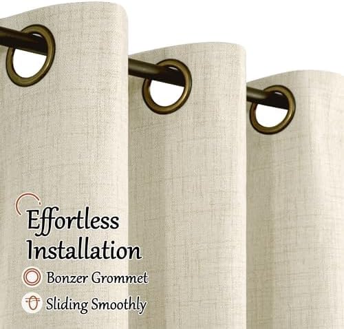 Linen Blackout Curtains 54 Inches Long 2 Panels Each 52 Wide Natural | Thermal - Image 5