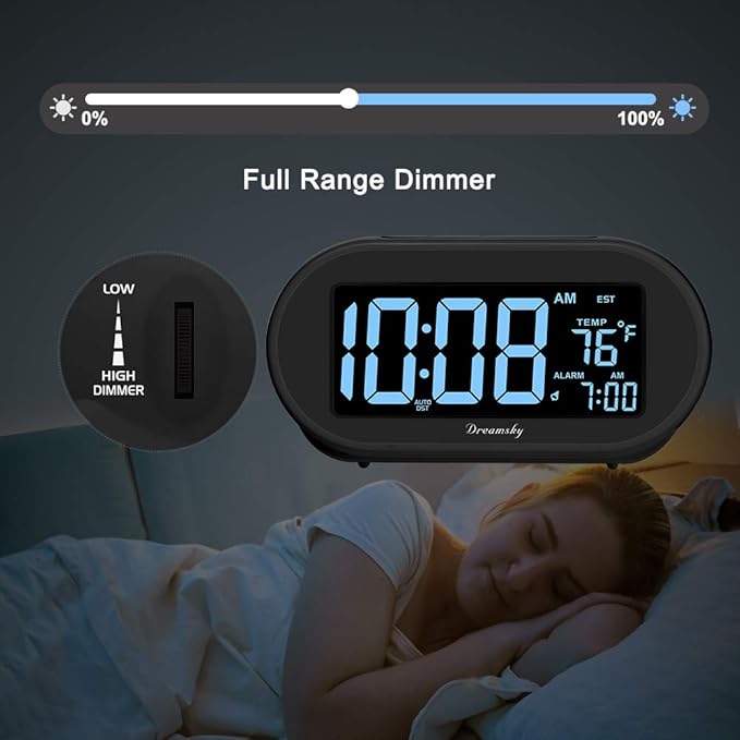 DreamSky Alarm Clocks for Bedrooms, Auto Set Digital Clock - Image 4
