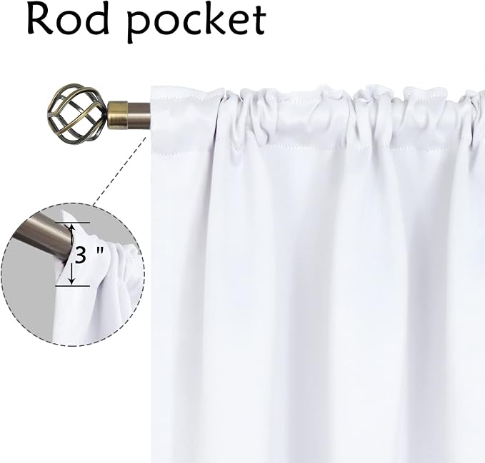 BGment Pure White Curtains 40 Inches Length - Image 4