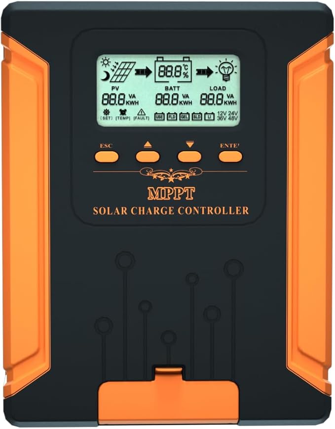 iSunergy 120A 180V MPPT Solar Charge Controller 12V/24V/36V/48V Auto, Heat-Dissipating Metal Housing, Dual Fans, and LCD Display, for LiFePO4, Gel, Lithium, SLD, FLD, and Ternary Battery