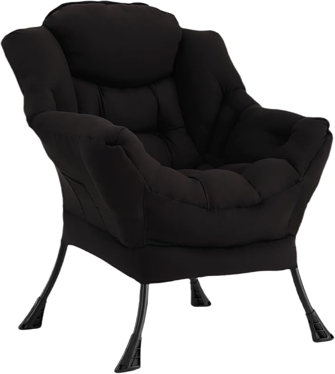 Welnow Black Single Lazy Chair for Adults，Modern Reading Accent Chair | A Side by LifeGetsBetterWithWelnow
