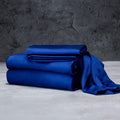 LUXOME Luxury Sheet Set | 100% Rayon (Viscose) from Bamboo | Queen Size - Sapphire | Deep Pockets | 4-Piece Set (Fitted, Flat, 2 Pillowcases)