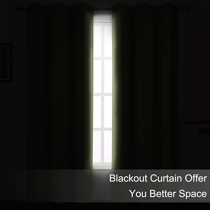 Blackout Curtains 52 x 84 inches Long Sage Green Curtains Set of 2 Panels - Image 3