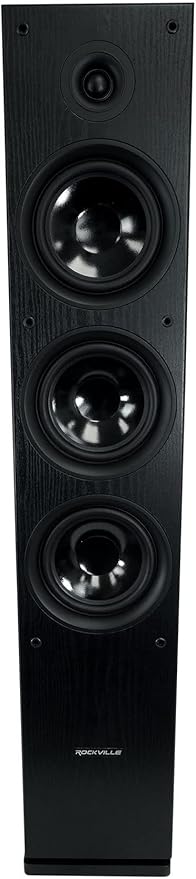 Rockville RockTower 68B Passive Tower Speaker, 8 Ohm, Black, High-Fidelity Sound, Detachable Grille, 3-Way, 6.5", 500W, MDF, Perfect for Home Audio