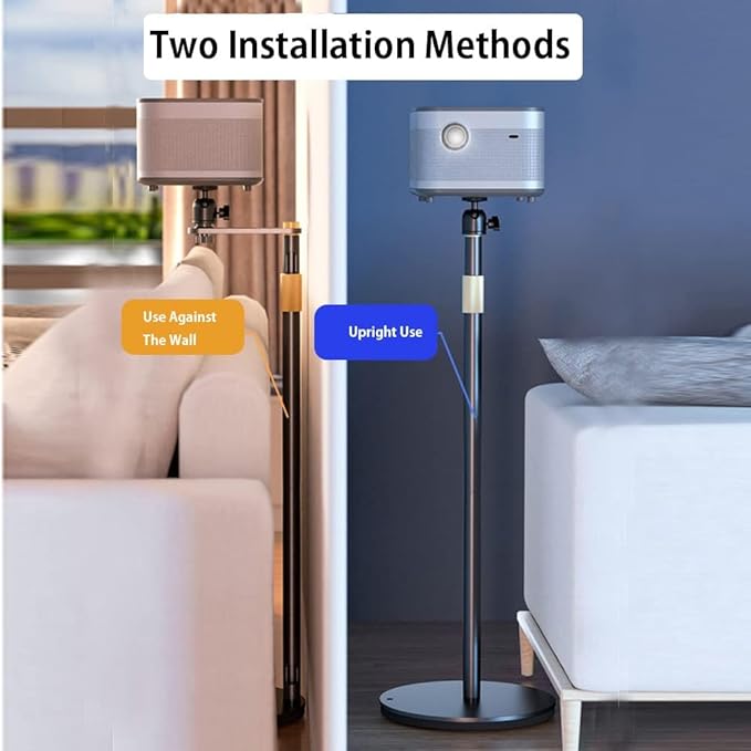HVAYING Projector Stand, 360° Swivel, Sofa Against Wall Hidden Stand, Height Adjustable, Mini Ceiling Wall Mount Projector Mount Bracket, Compatible with Home Office Video Vlog DVR Camera