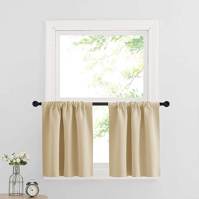 RYB HOME Cafe Curtains 24 inch Length, RV Camper Window Curtains | Short Small by RYBHOME