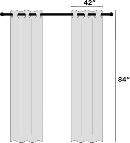 PrinceDeco 100% Blackout Curtains 84 Inches Length 2 Panels Set Blackout Linen Curtains with Thermal Insulated White Liner Anti-Rust Grommet Drapes Privacy Protection,W42 X L84,Cobblestone