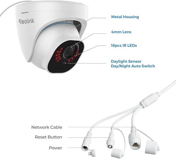 REOLINK 4K Outdoor Cameras for Home Security, IP PoE Dome Surveillance Camera with Human/Vehicle/Pet Detection, 25FPS Daytime, Work with Smart Home, Up to 512GB microSD Card, RLC-820A (Pack of 2)