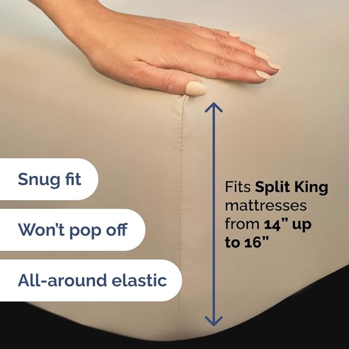 Split Head King Sheet Set – 4 Piece Flex Split Top King Sheets for Adjustable Beds - Fits 14” to 16" Mattress w/ Deep Pockets - Ultra-Soft, Breathable & Cooling - Luxury Bedding & Wrinkle Free - Cream