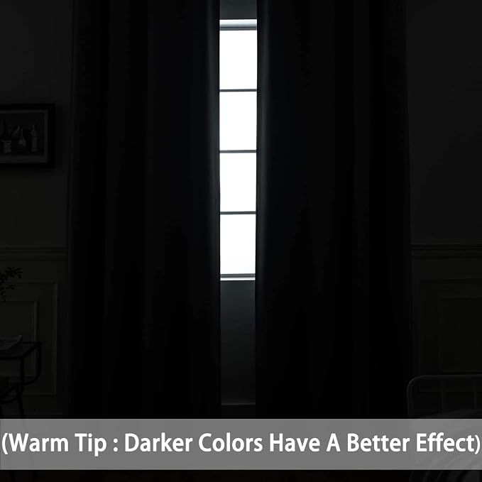 Yakamok Blackout Curtains 38x84 inch Dark Brown Thermal Drapes-Bedroom | 2 - Image 2