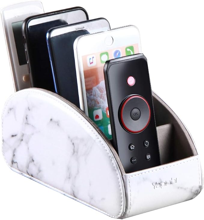 YAPISHI All-in-One Leather White TV Remote Holder by YAPISHI