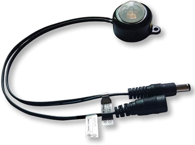DC 6V 12V-24V 5A PIR Motion Activated Body Sensor Switch with DC Cable for LED Strip Light ((Roundness(with Light Sensor), Black)