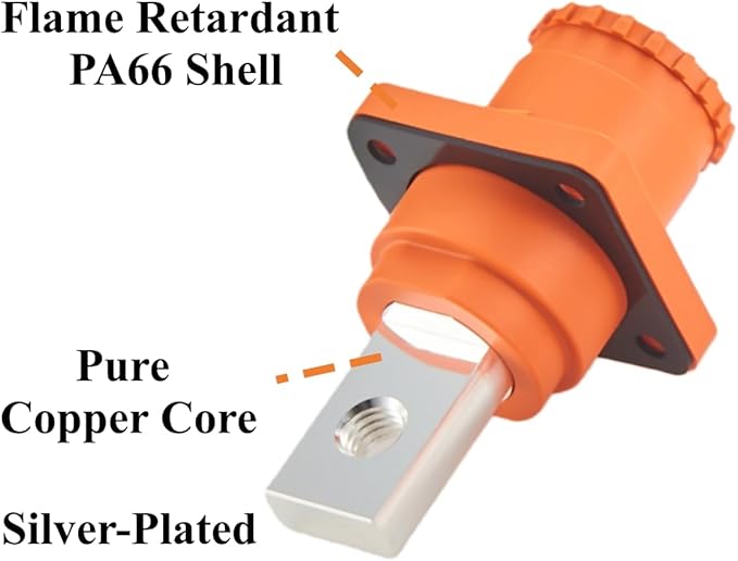 1 Set Battery Energy Storage Connector 350A 95mm² High Current HV Connectors Quick Plug Terminal Right Angle Plug and Socket IP67 Waterproof Power Adapter (Orange, 350A)