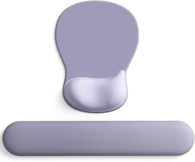 ErgoComfort Gel Wrist Rest Mouse Pad-Ergonomic Office Mousepad with Wrist Support-Non-Slip, Design Desk Accessories Mat for Home&Game Decor (09LavenderHaze Set)