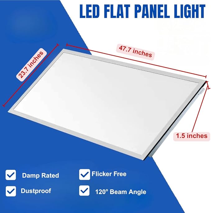 2x4 LED Flat Panel Light – LED Panel Flat Ceiling Light, Dimmable Flicker-Free 2x4 Ceiling Light for Drop Ceilings with Color & Wattage Selectable (Pack of 12)