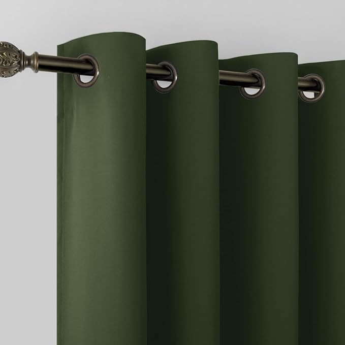 KOUFALL Olive Green Curtains 96 Inches Long 2 Panel Set by KOUFALL