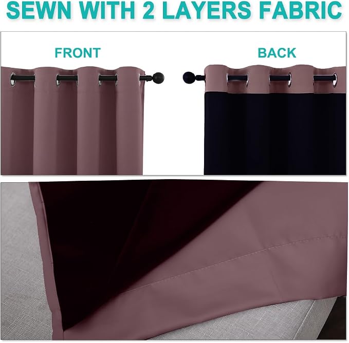 NICETOWN 100% Blackout Short Curtains - Image 5
