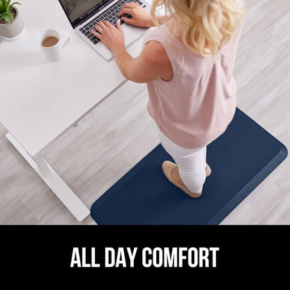 GORILLA GRIP Comfortable Cushioned Kitchen Mats for Floor, 58x20, Waterproof and Stain Resistant Soft Top, 3/4 Inch Thick Ergonomic Standing Desk Anti Fatigue Mat, Foam Supports Ankles and Feet, Navy