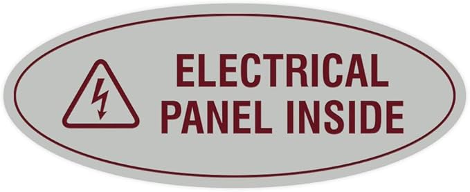Signs ByLITA Oval Electrical Panel Inside Sign (Light Grey/Burgundy) - Large