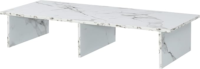 Convenience Concepts Designs2Go Wide TV Riser 42", for TVs up to 46" - Contemporary TV or Computer Riser for Living Room, Modern Office, Den, White Faux Marble