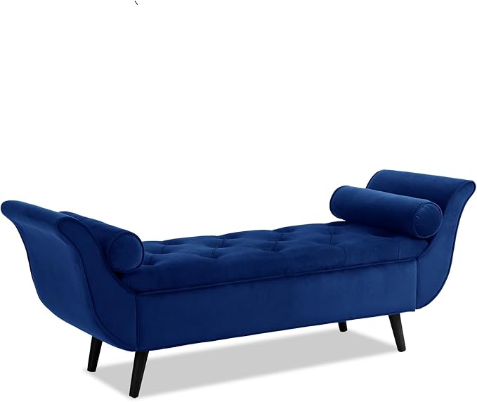 65" Velvet End of Bed Bench, Upholstered Seat - Image 7