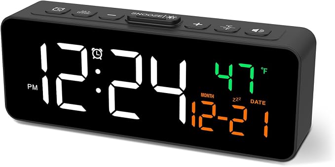 3-in-1 Digital Clocks for Living Room, Small & Compact Alarm Clock | Temperature by Netzu