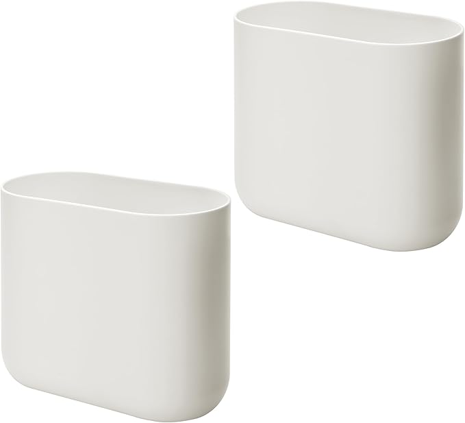iDesign Small Slim Plastic Bathroom Trash Can, Coconut White - Image 5