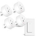 GreenCyle 4 Plug-in Light Switches with 1 Remote, Wireless Remote Control Light Bulb with Wall Switch, 15A/1500W, TUV List, No Wiring, 500ft RF Range, for Lamps, Household