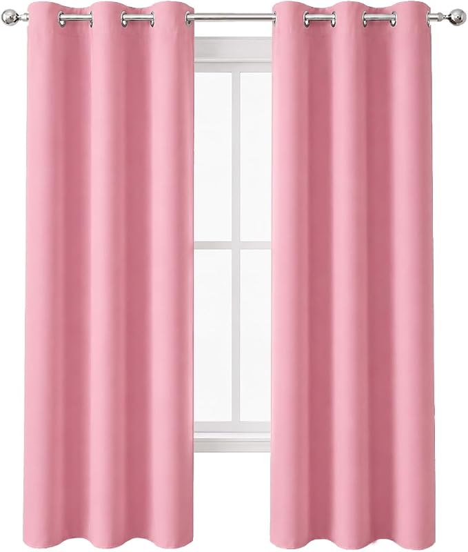 LEMOMO Pink Blackout Curtains 34 x 84 Inch Length/Set of 2 Curtain - Image 2