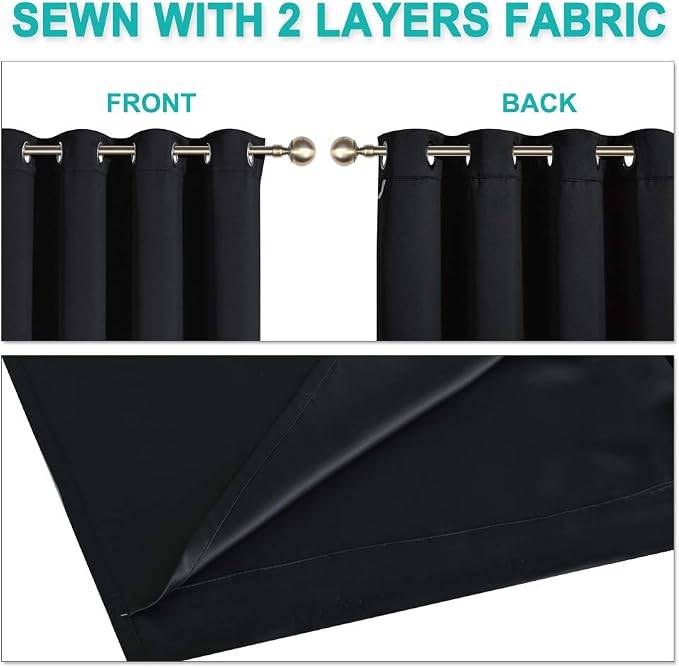 NICETOWN Cold Blocking 100% Blackout Curtains, Durable Black Lined Blackout - Image 5