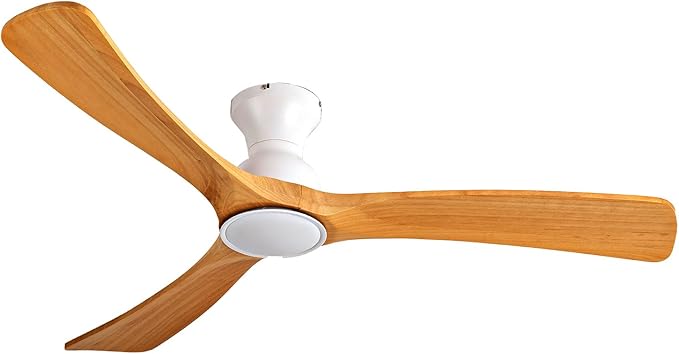 Gaizw Ceiling Fans with Lights, 52 Inch Flush Mount Ceiling Fan with Light,Modern 3-Blade Wooden Ceiling Fan, 6-Speed Remote Control, Bedroom Dining Room Garage Indoor Outdoor Fandelier
