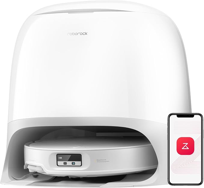 roborock Qrevo CurvX Robot Vacuum and Mop, 22,000Pa Suction, 3.14’’ Ultra Slim, Zero-Tangling Design, Reactive AI Obstacle Recognition, AdaptiLift Chassis, Auto Hot Water Mop Washing & Drying