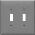 ENERLITES Double Light Switch Wall Plate, Toggle Switch Plate, Gloss Finish, 2-Gang Mid-Size 4.88" x 4.92", Unbreakable Polycarbonate Thermoplastic, UL Listed, 8812M-GY, Gray