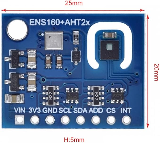 DONGKER ENS160+AHT21 Temperature Humidity Module,High Precision CO2 Air Quality Module for Detection Equipment Humidity Control