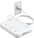 2 Prong Power Strip, VINTAR 2 Prong to 3 Prong Outlet Adapter, 6ft Extension Cord with 6 Outlets & 4 USB(2 USB-C), Two Prong Surge Protector, Flat Polarized Plug Wall Mount for Non-Grounded Outlet